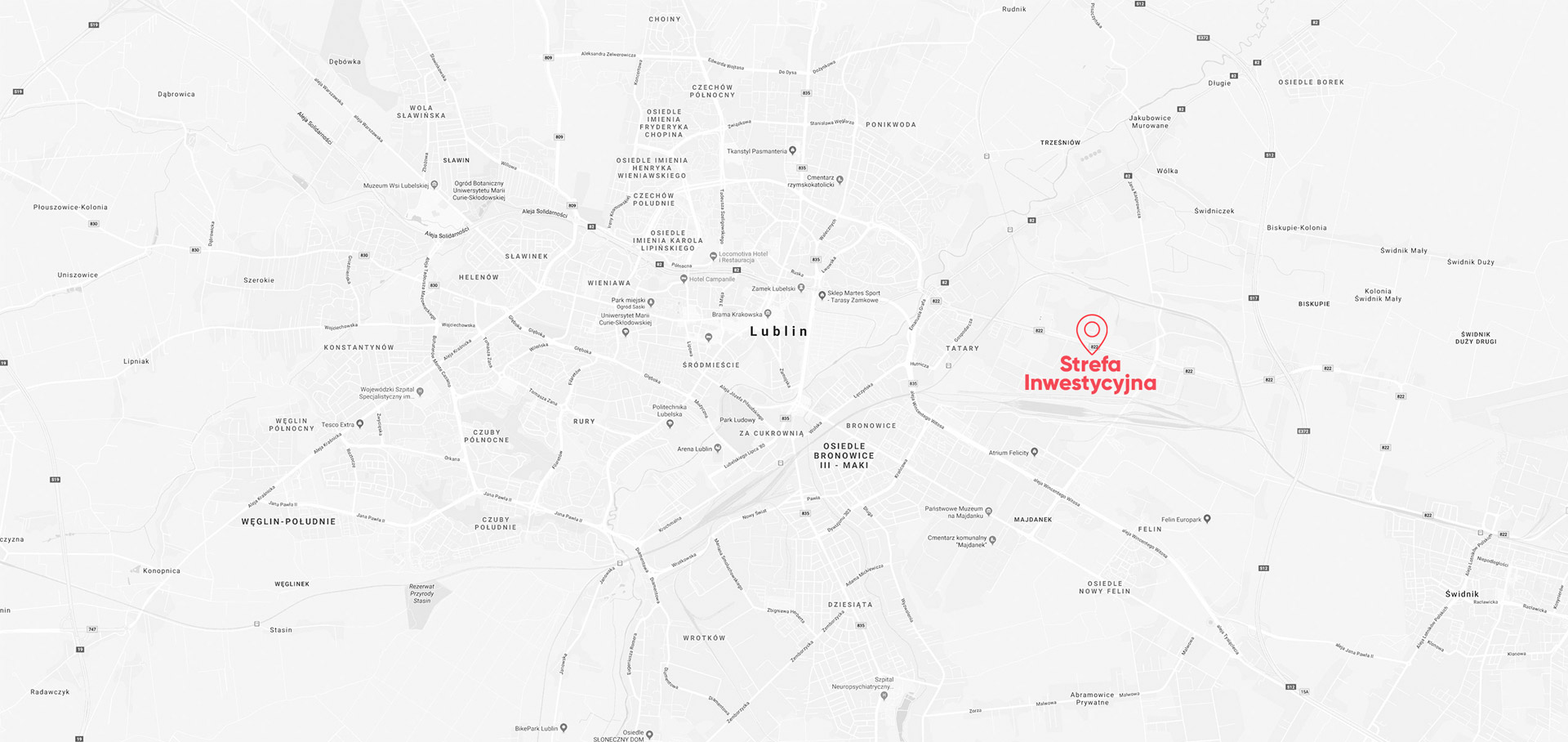 Lokalizacja strefy inwestycyjnej - Lublin, ul. Mełgiewska